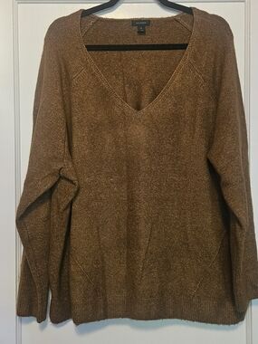 Halogen V-Neck Cozy Brown Sweater